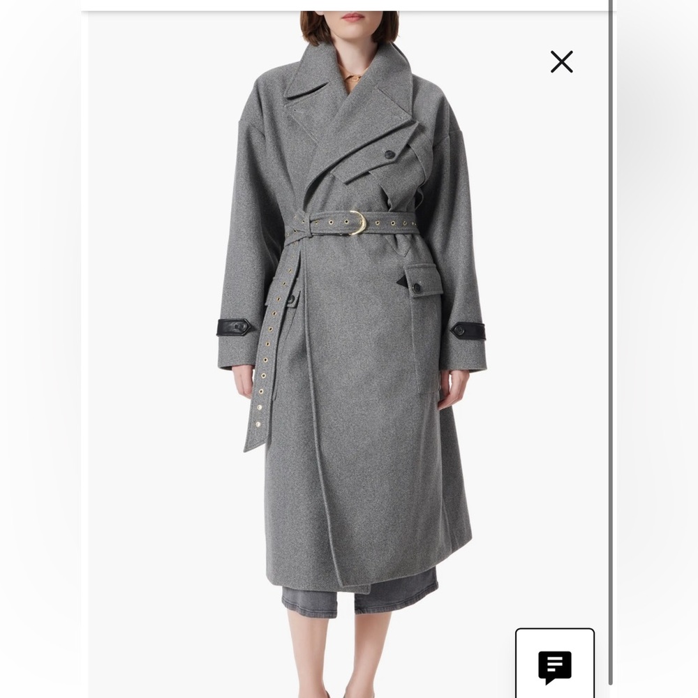 NWT DO by Dee Ocleppo womens Myah Military Style Belted Open Front Coat size L